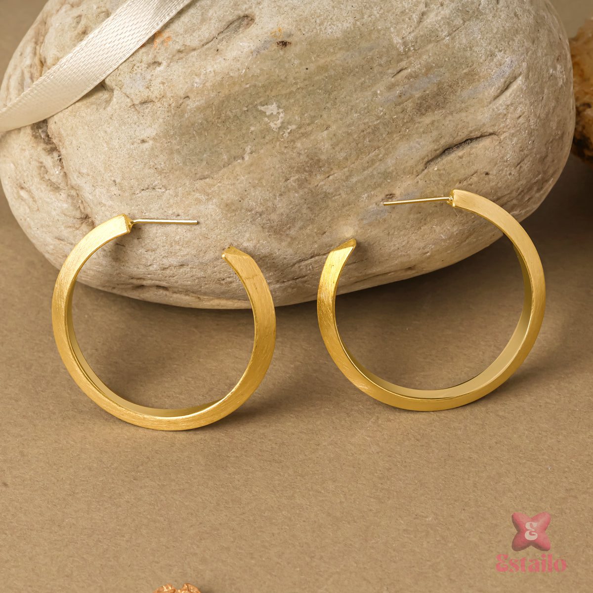 Gilded Crescent Hoops Earring