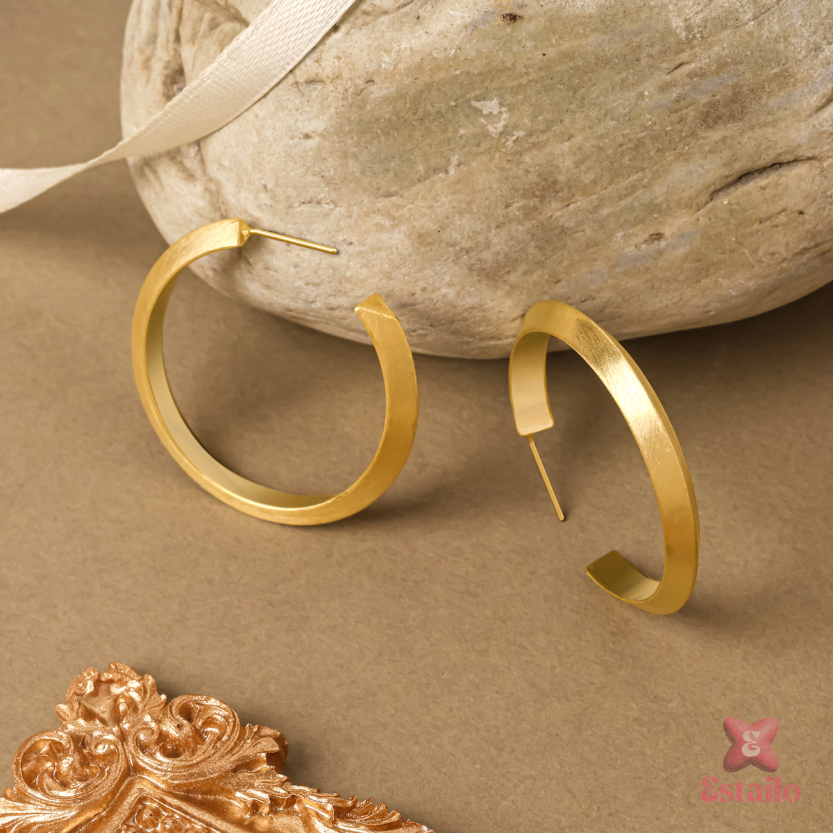 Gilded Crescent Hoops Earring