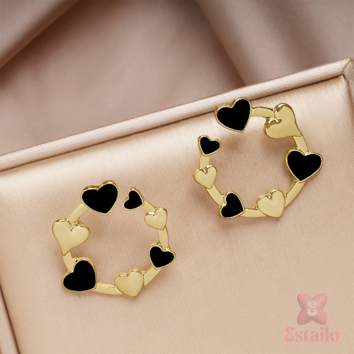 Midnight Heart Hoops Earring