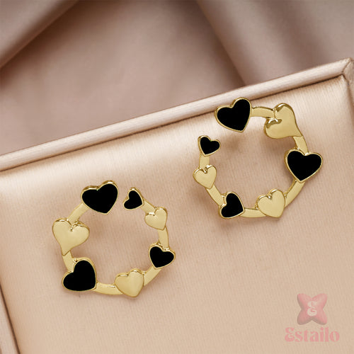 Midnight Heart Hoops Earring