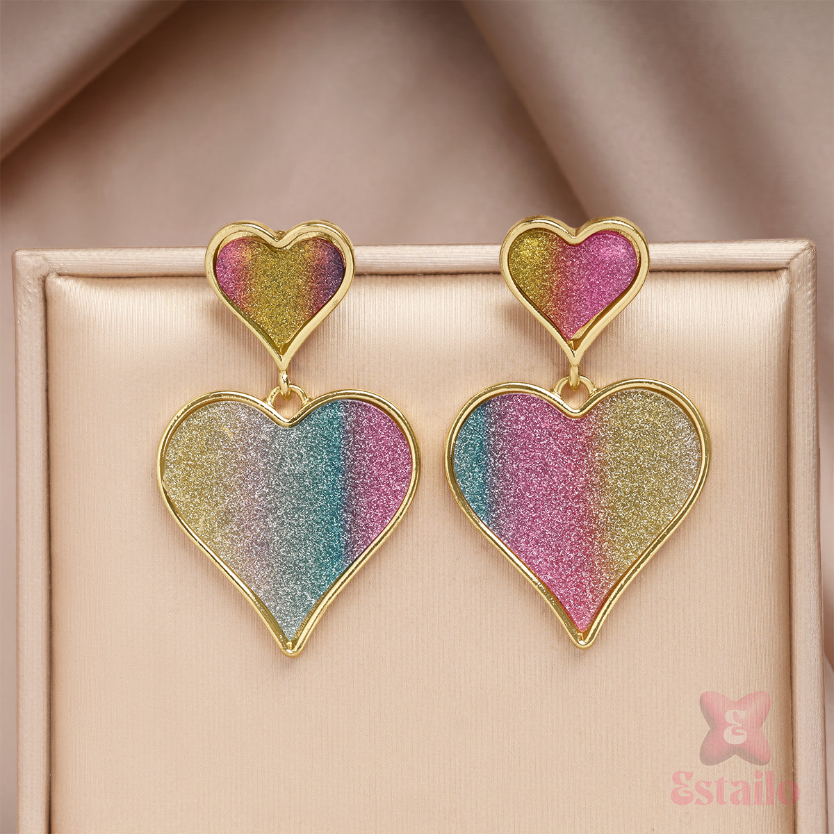 Glittering Ombre Hearts Earrings
