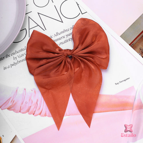 Rust Bow Barrette Clip