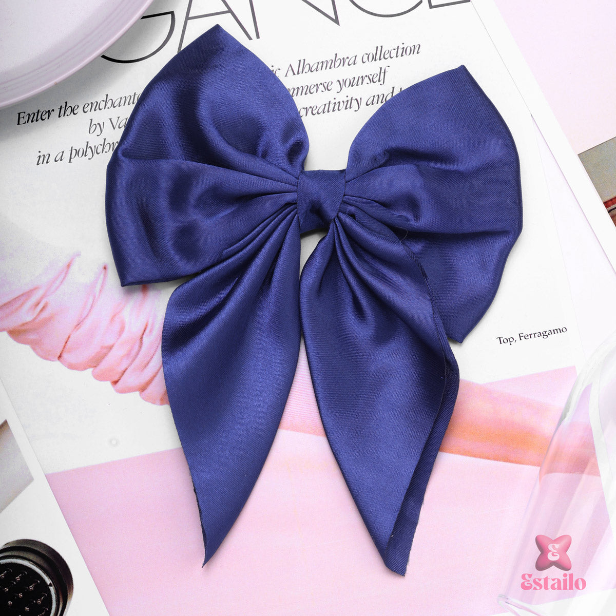 Blue Bow Hair Clip