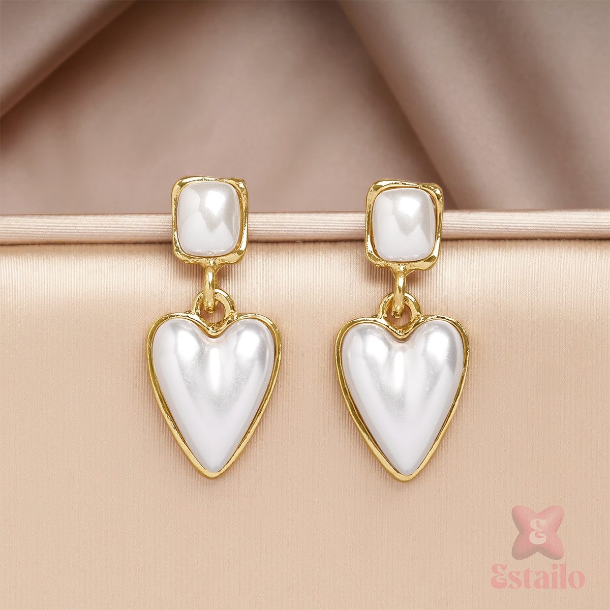 Pearl Heart Earrings