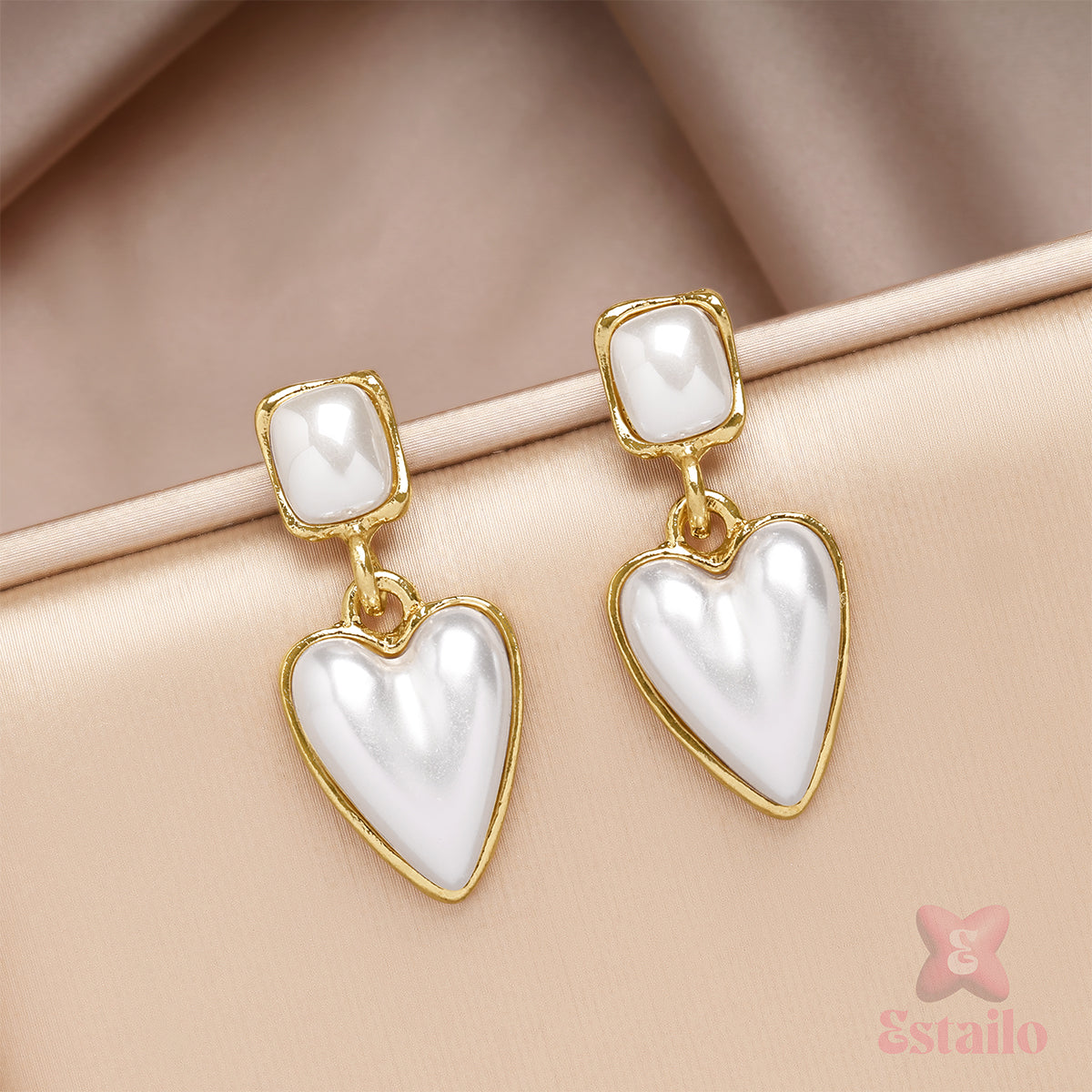 Pearl Heart Earrings