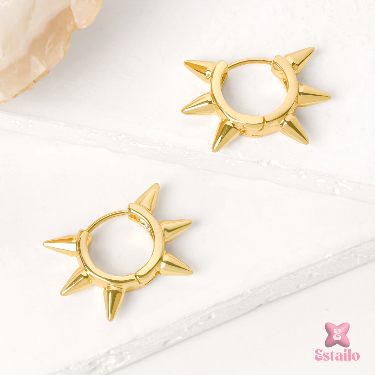 Gilded Spike Hoops Earrings