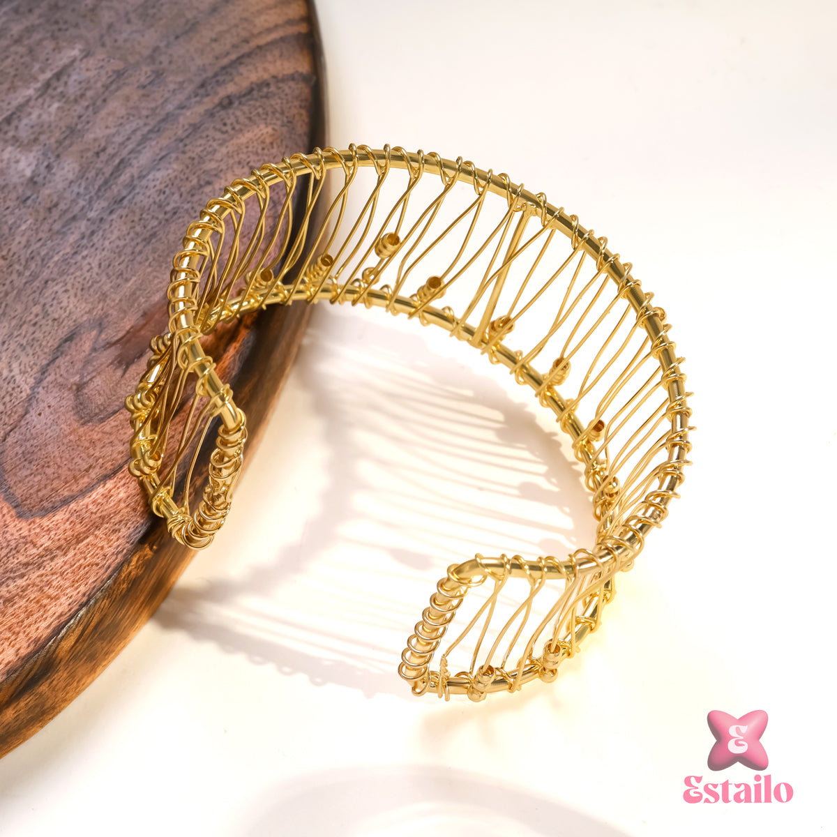 Golden Ripple Embrace Cuff Bracelet