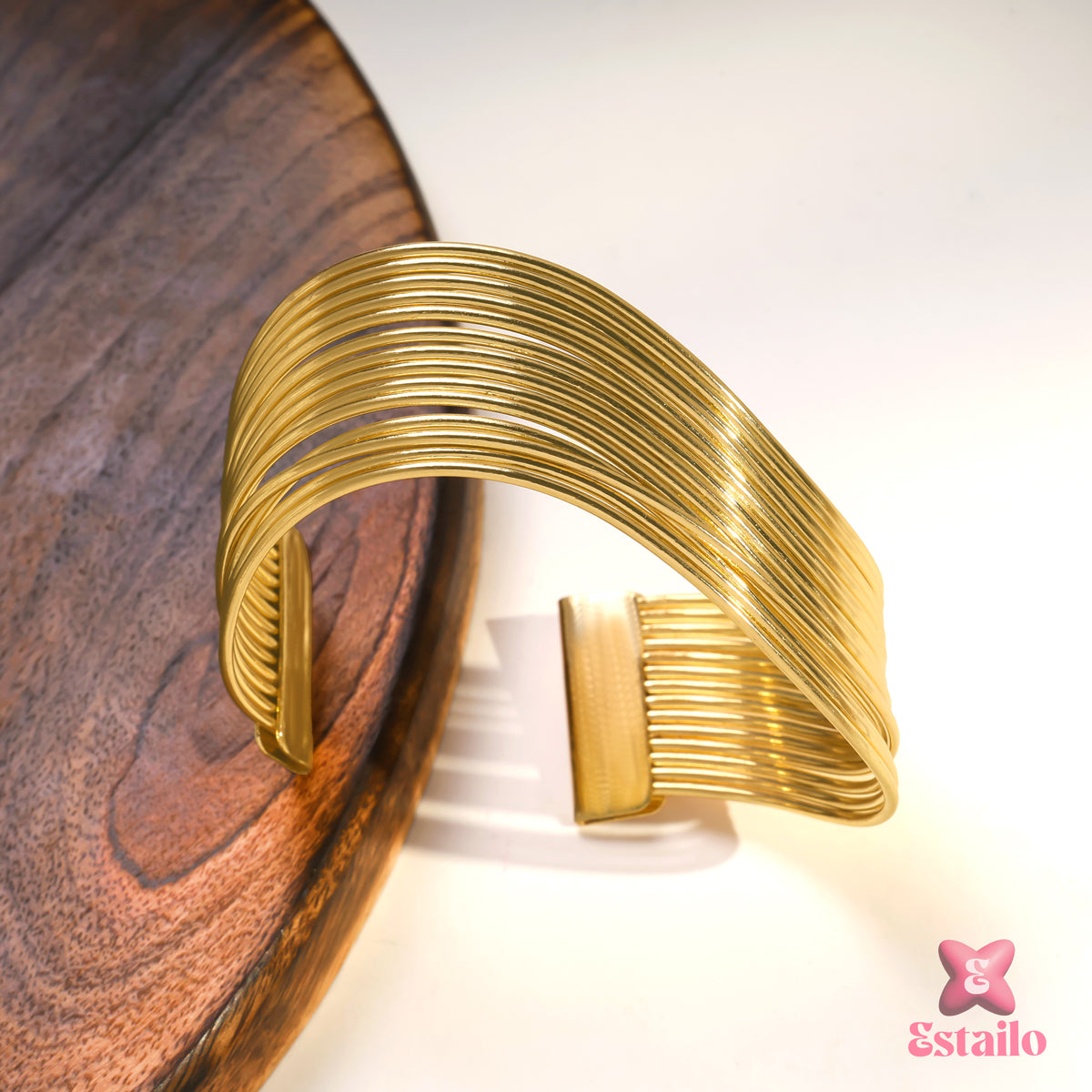 Bold Wide Coil Cuff Bracelet