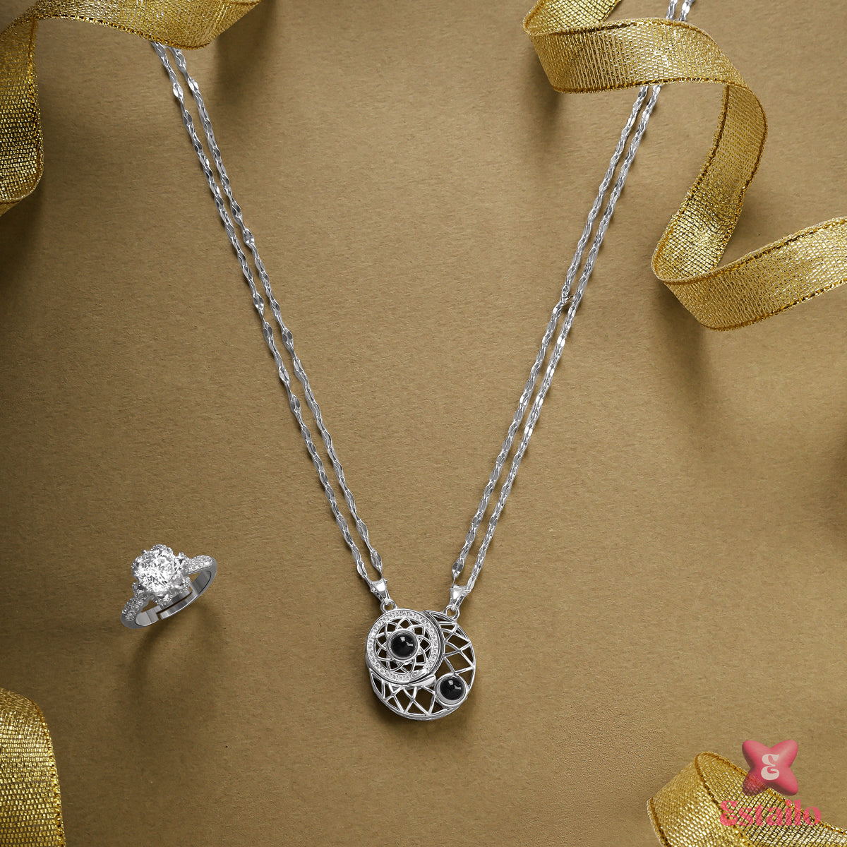 Sun & Moon Couple Necklace Set