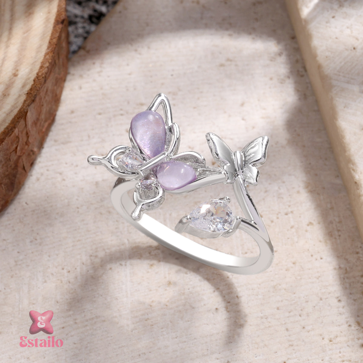 Amethyst Butterfly Bloom Ring
