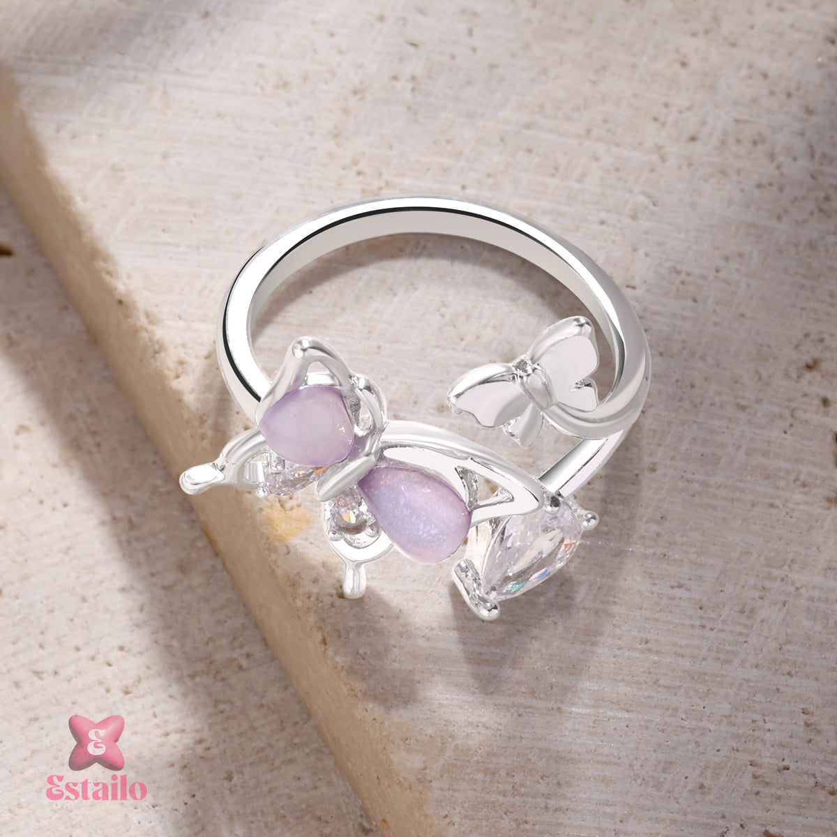 Amethyst Butterfly Bloom Ring