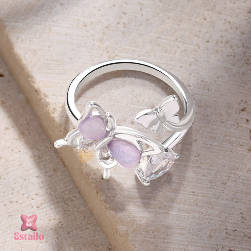 Amethyst Butterfly Bloom Ring