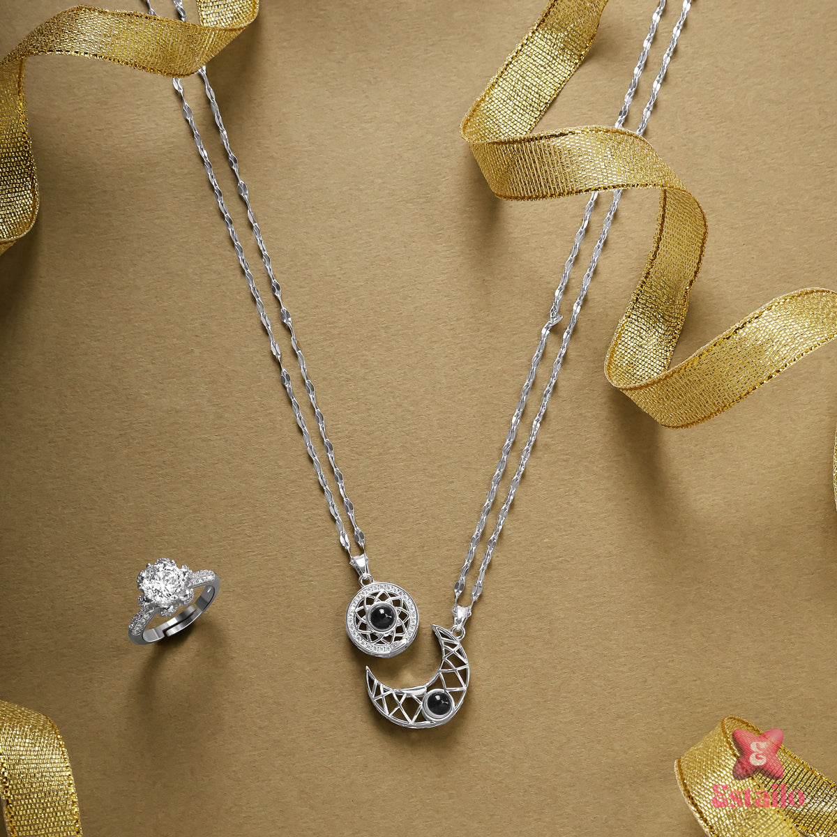 Sun & Moon Couple Necklace Set