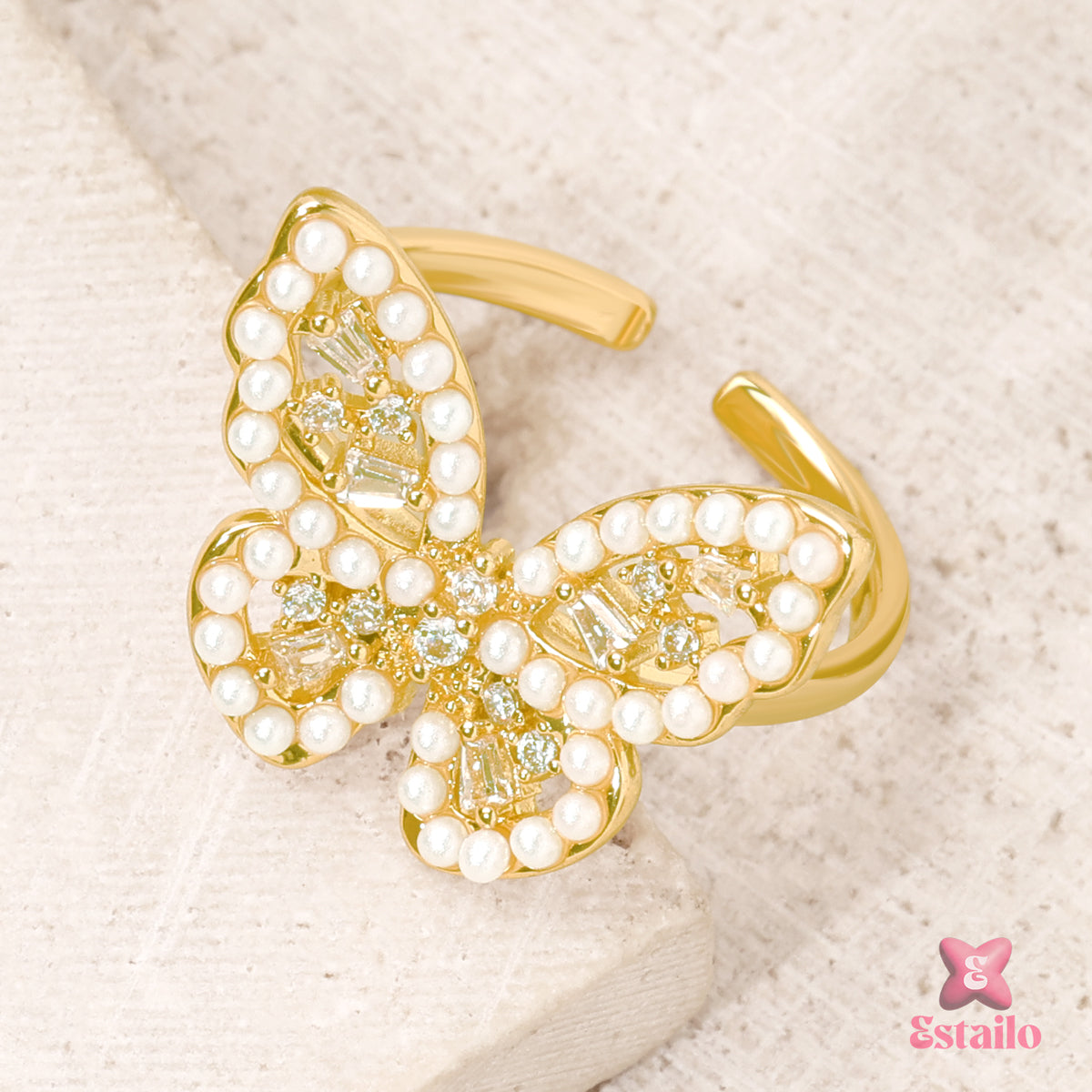 Gilded Wings Pearl Ring