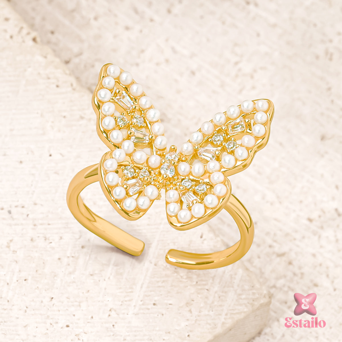 Gilded Wings Pearl Ring