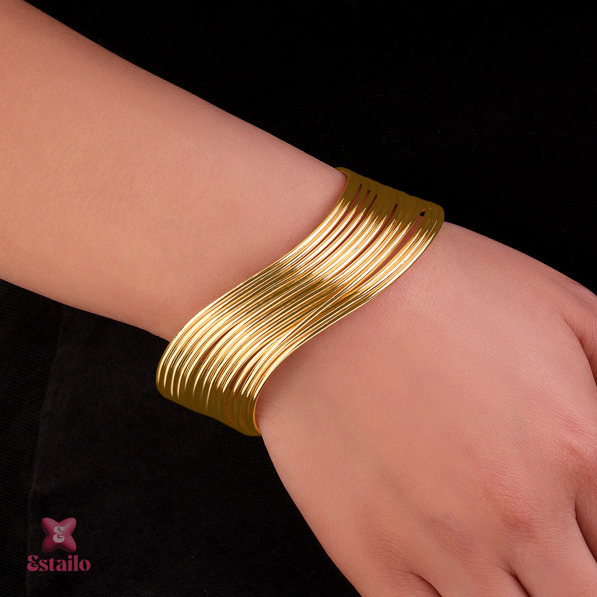 Bold Wide Coil Cuff Bracelet