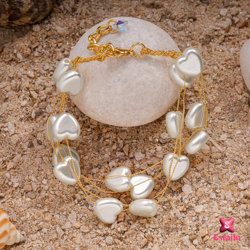 Heart-Shaped Pearl Bracelet