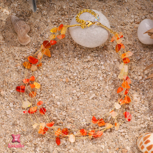 Sunset Cascade Carnelian Strand Necklace