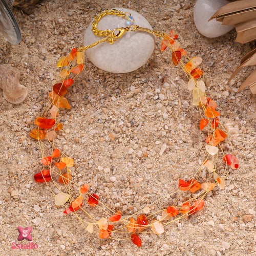 Sunset Cascade Carnelian Strand Necklace