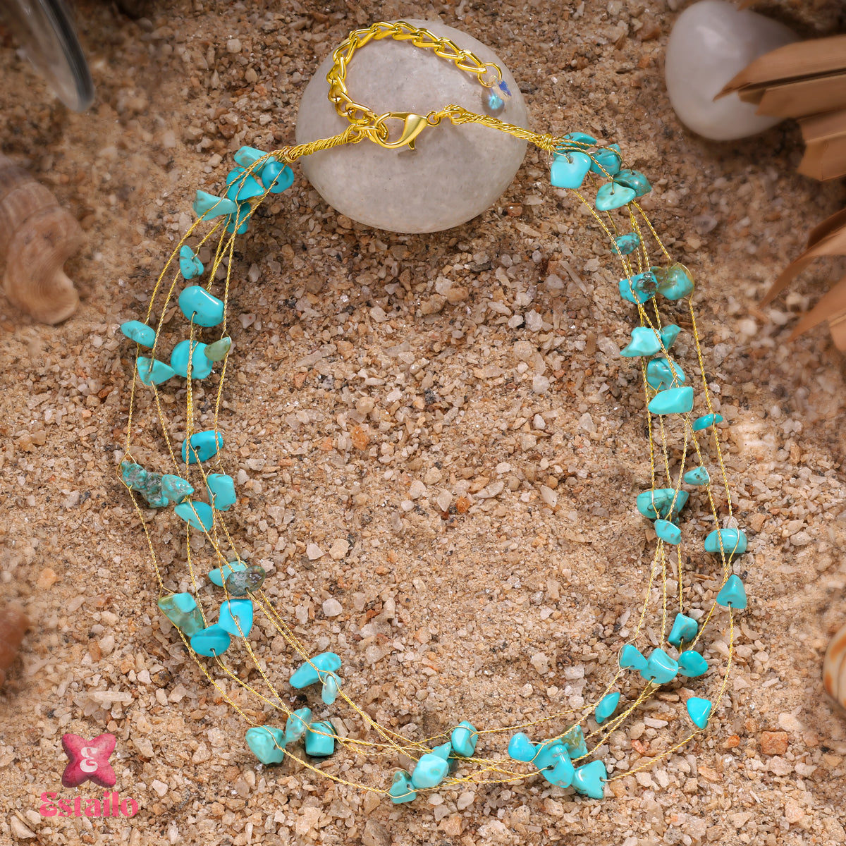 Turquoise Branch Stone Necklace