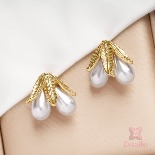 Pearlescent Leaf Earrings