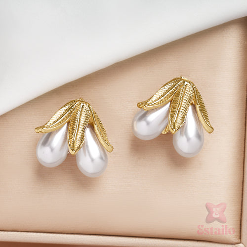 Pearlescent Leaf Earrings