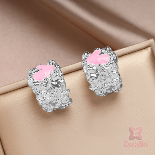 Rosy Heart Shimmer Earrings