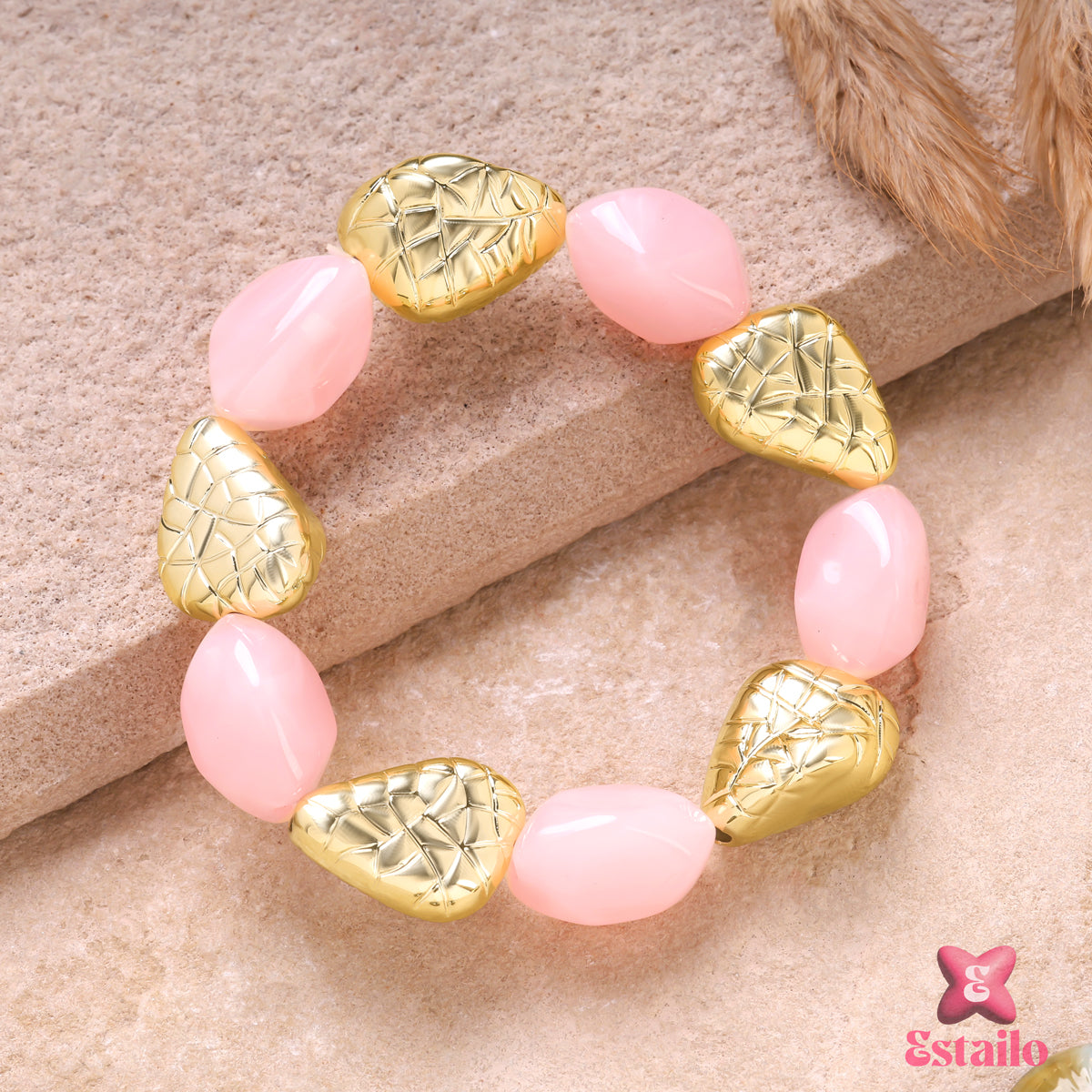 Pink Sands Textured Bangle Bracelet