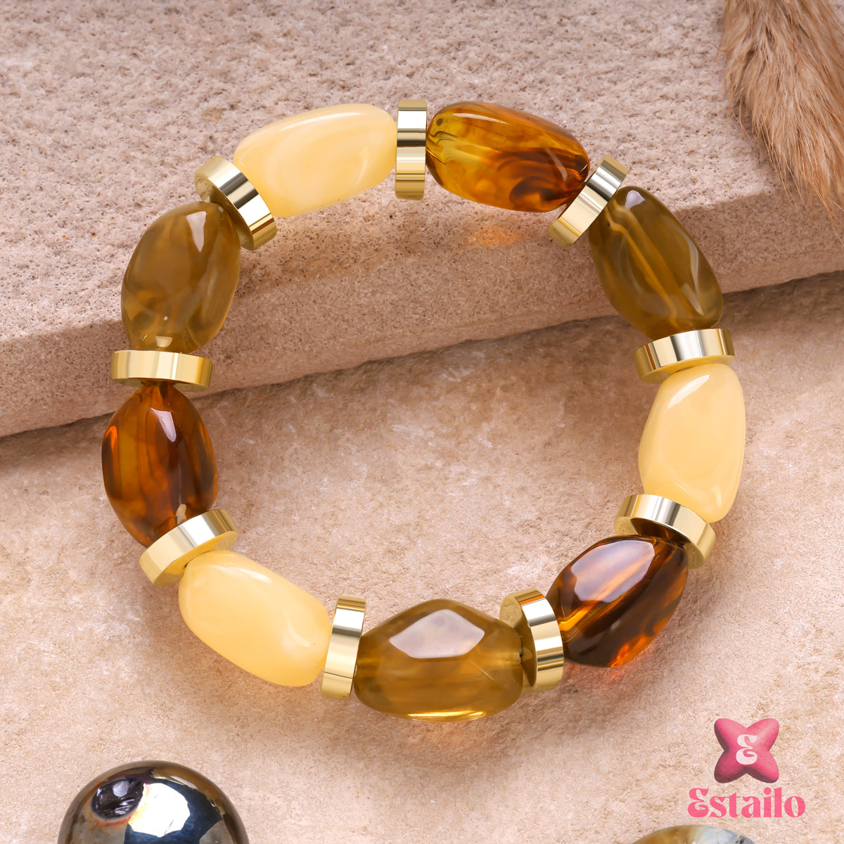 Golden Dune Bead Bangle Bracelet
