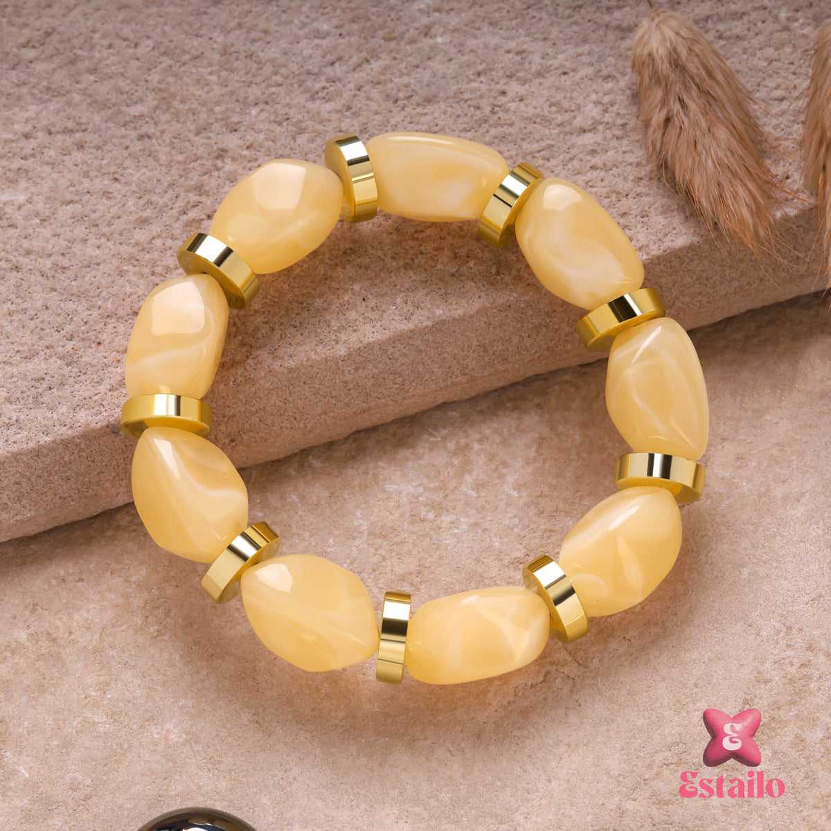 Golden Cream Luxe Bangle Bracelet