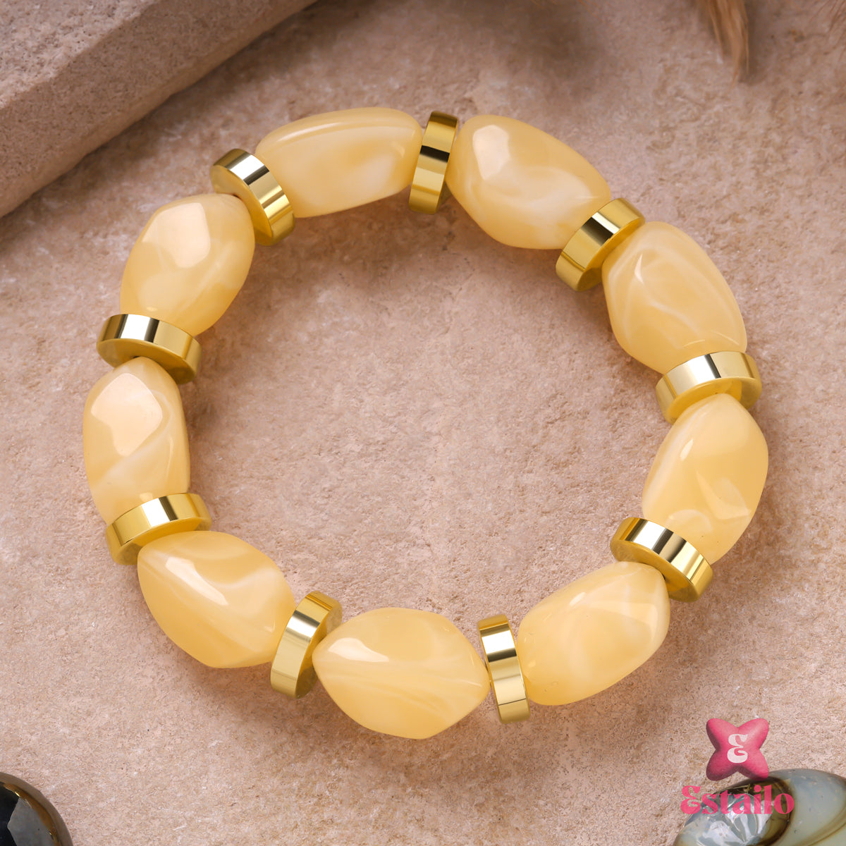 Golden Cream Luxe Bangle Bracelet