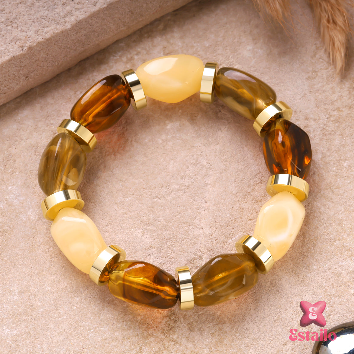 Golden Dune Bead Bangle Bracelet