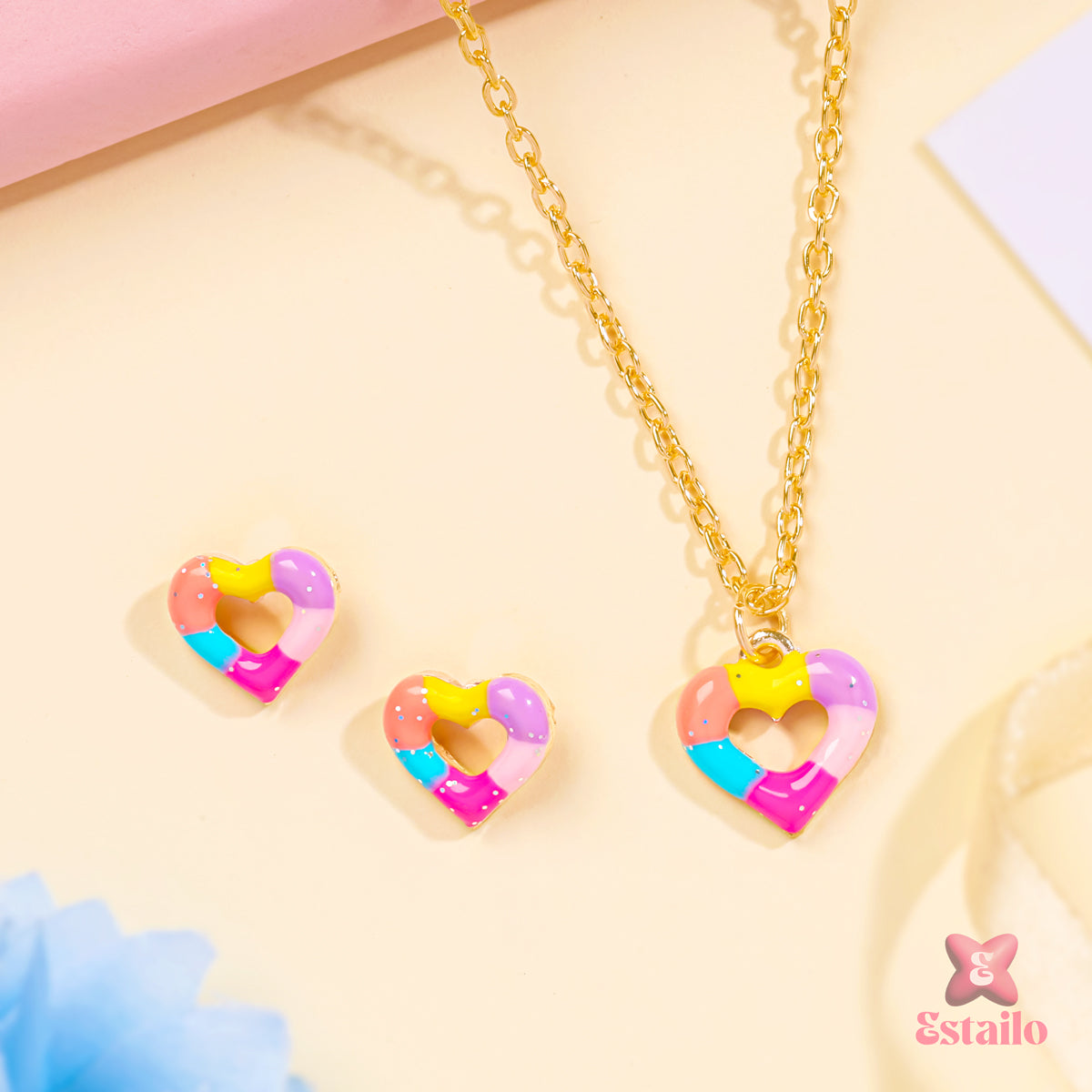 Little Sparkle Heart Necklace set