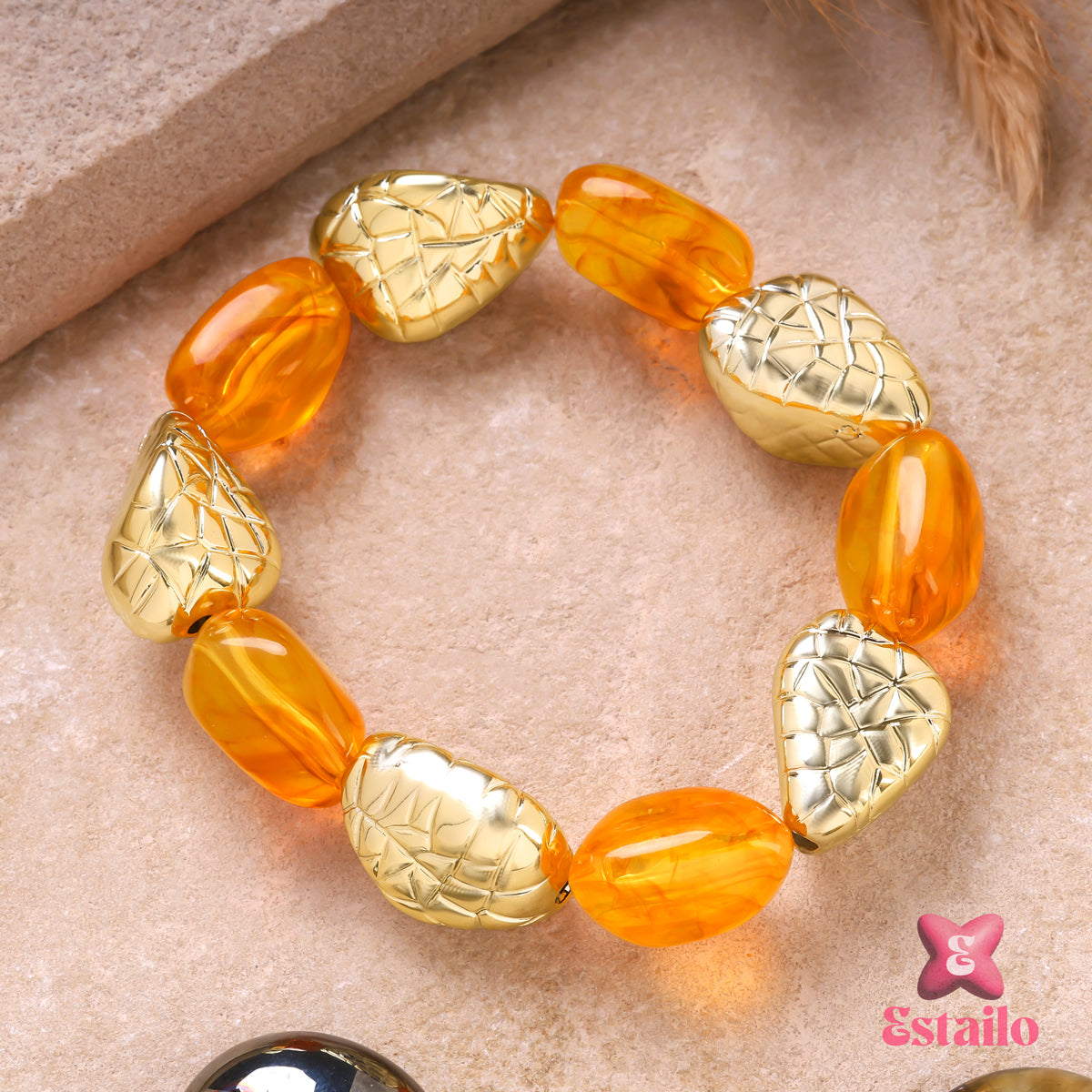 Polished Amber Bangle Bracelet