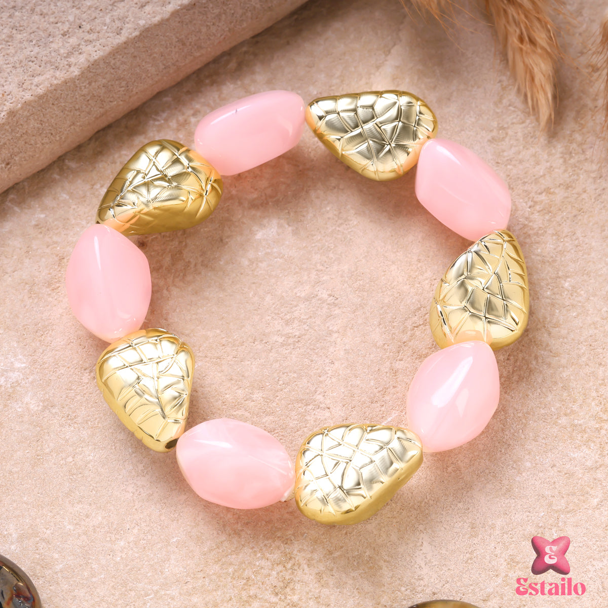 Pink Sands Textured Bangle Bracelet