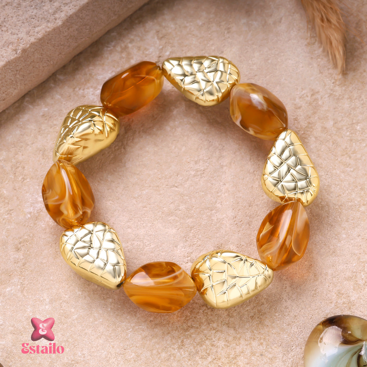Gilded Earthwork Bangle Bracelet
