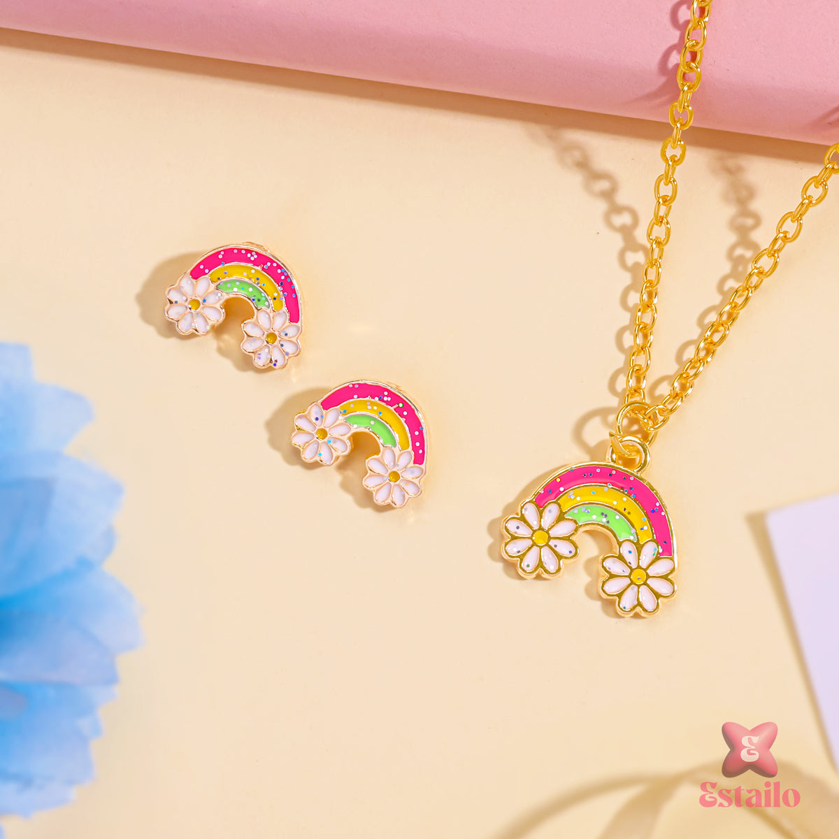 Rainbow Bloom Necklace Set