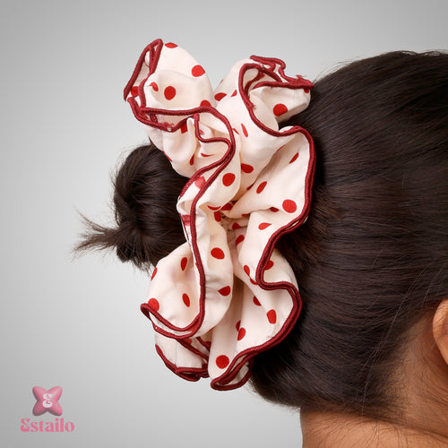 Polka Ruffle Hair Tie
