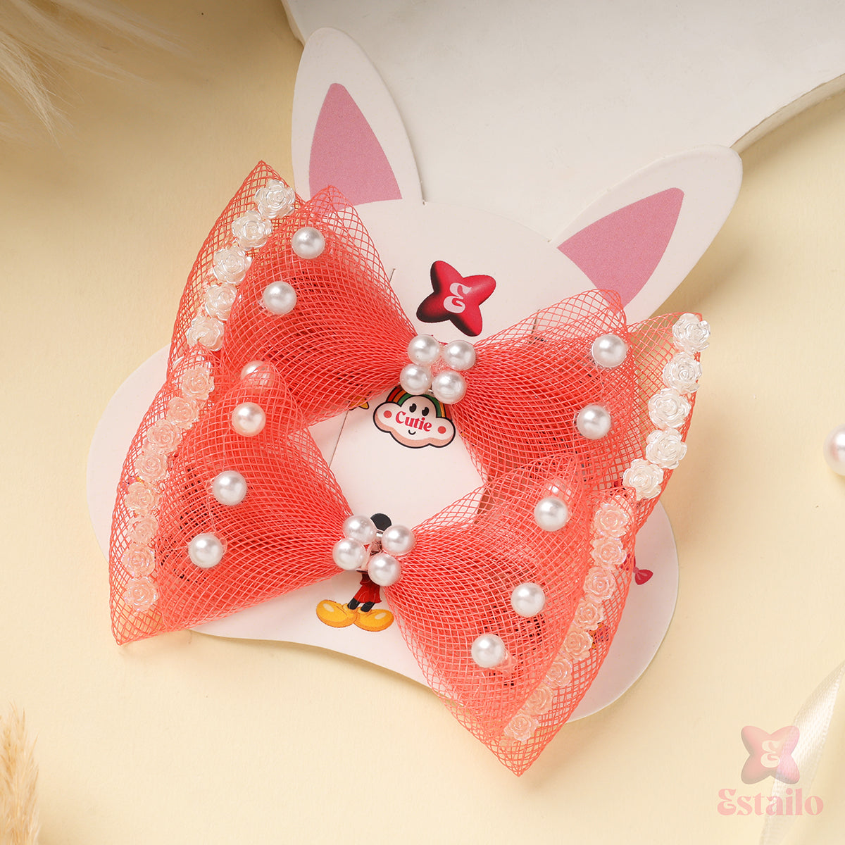 Elegant Pearl Hair Bow Clip