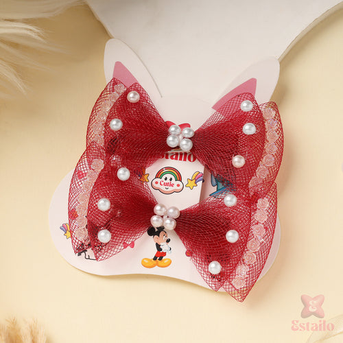 Floral Mesh Hair Bow Clip