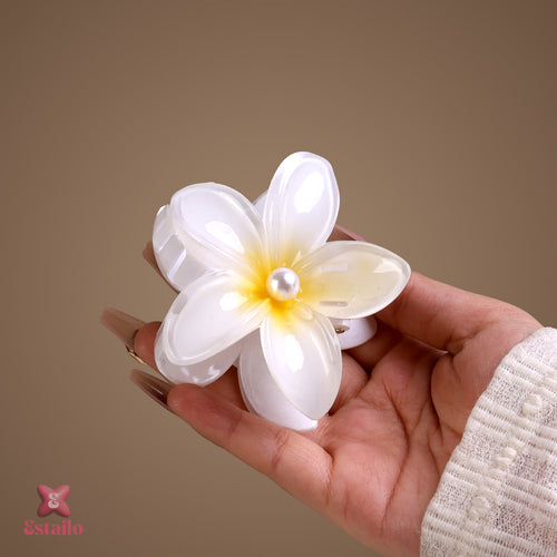 Frangipani flower hair claw