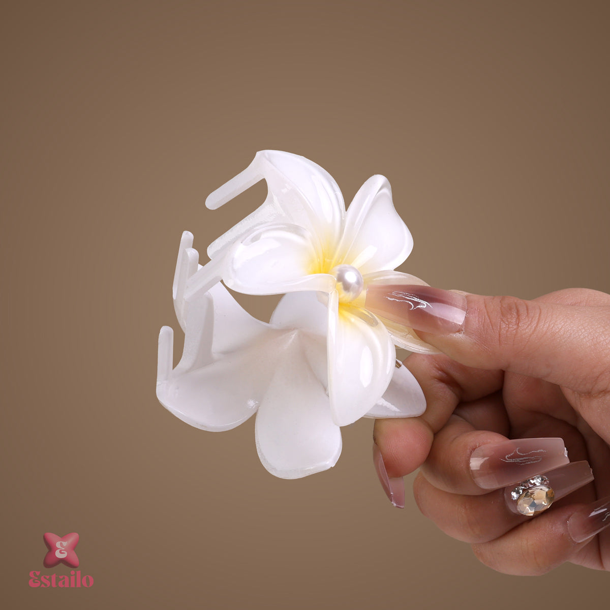 Frangipani flower hair claw
