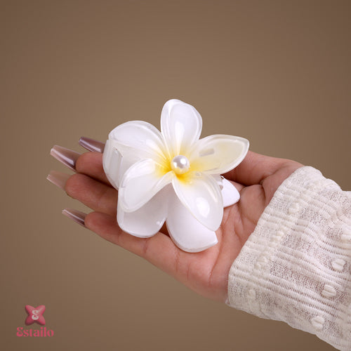 Frangipani flower hair claw