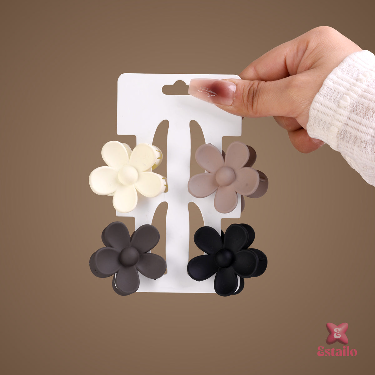 Matte Flower Claw Clips