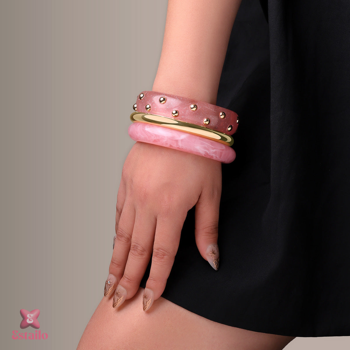 Celestial Rose Stack Bangle Bracelet