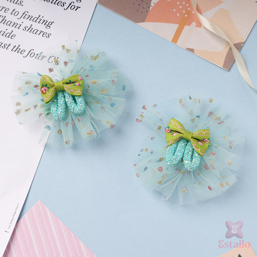 Tulle Bunny Bow Clips