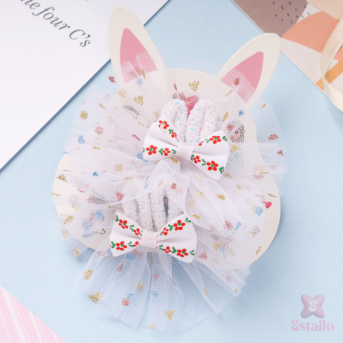 Floral Bunny Ear Clips