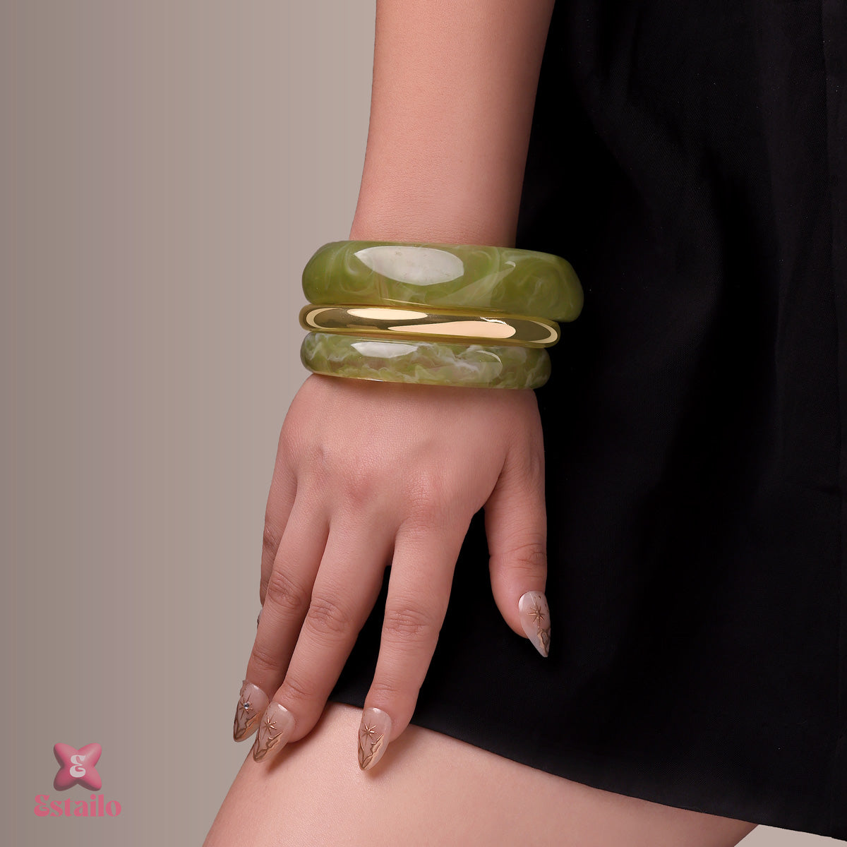 Retro Lime Stack Bangle Bracelet