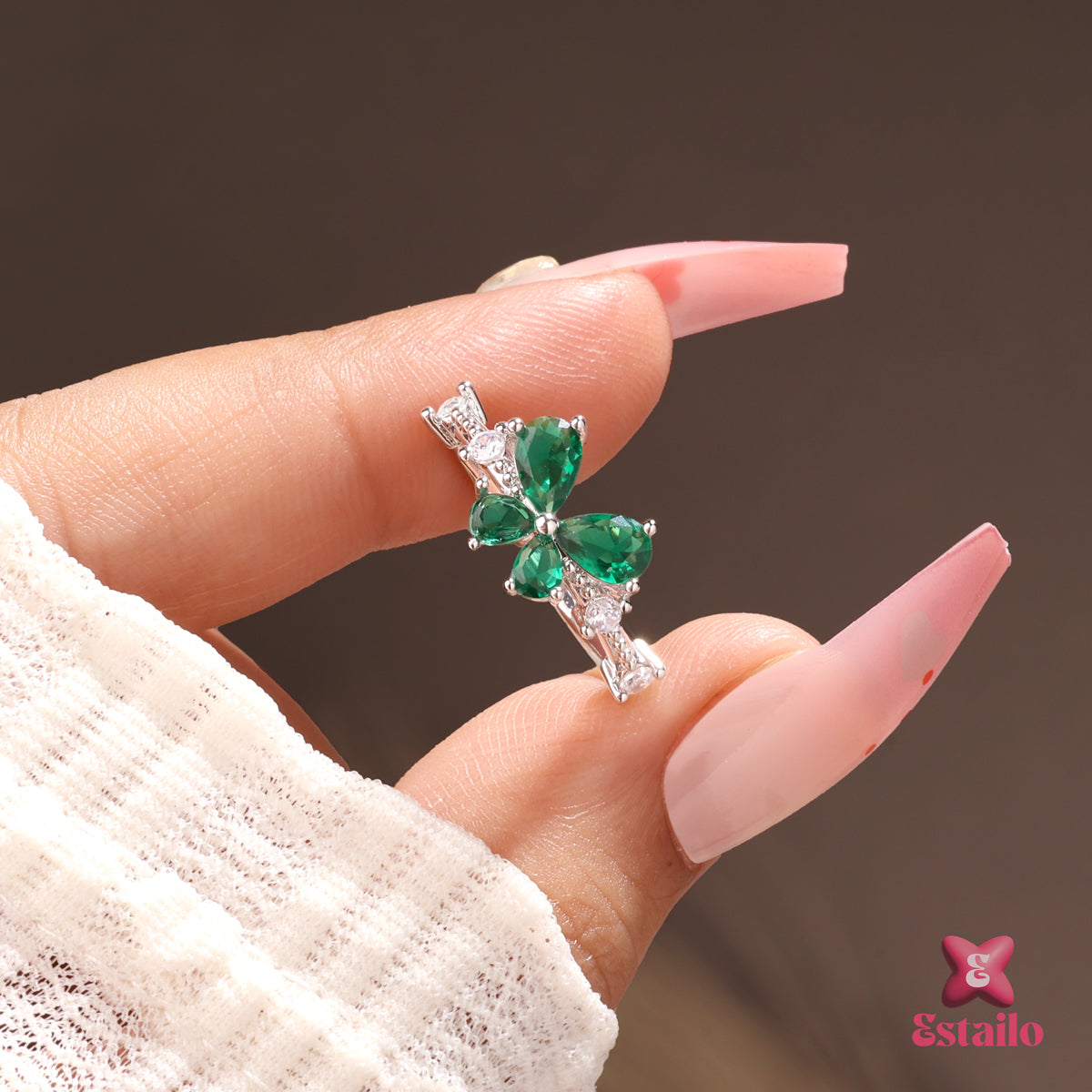 Emerald Butterfly Ring