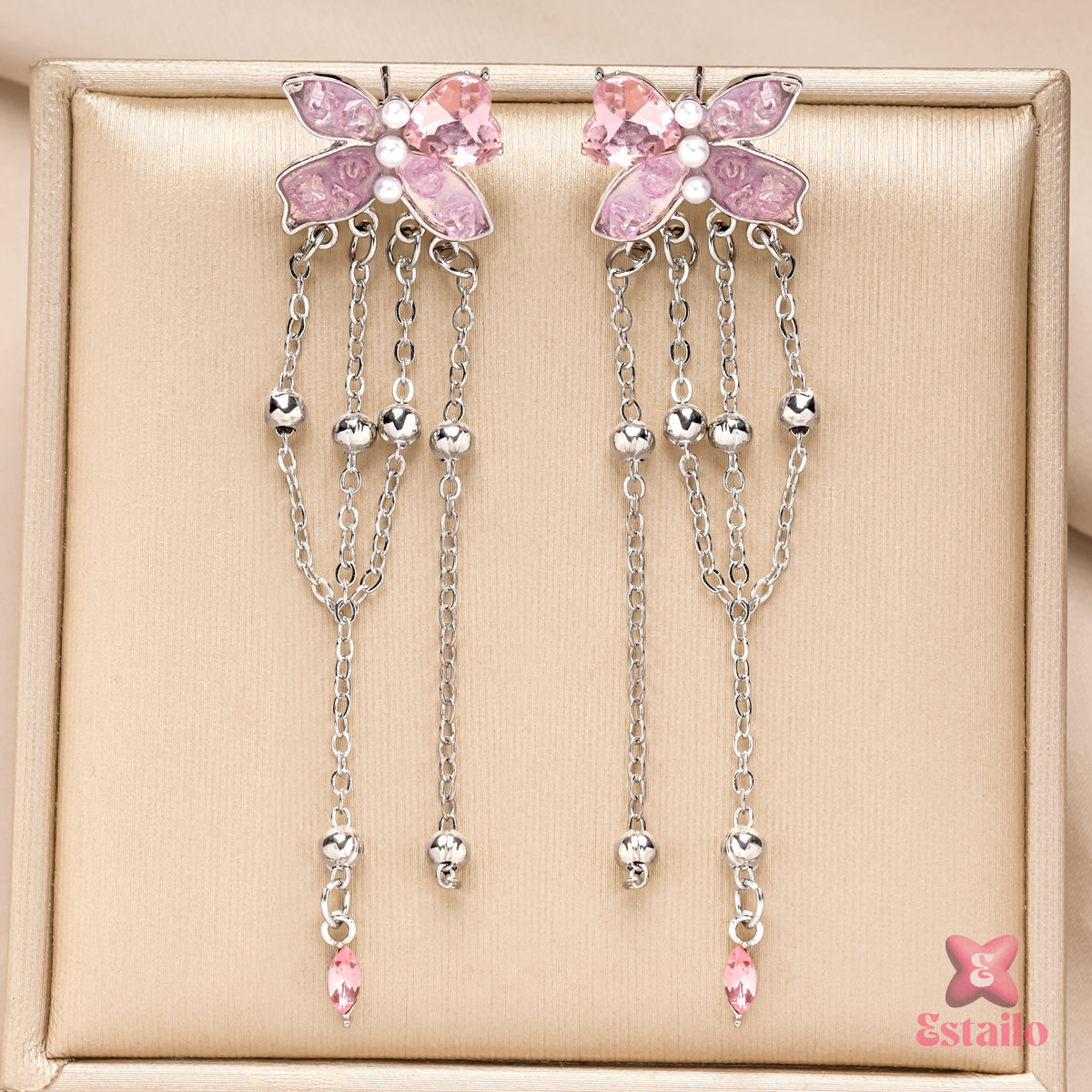Pink Flutter Tassels Earrings